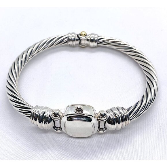 David Yurman Hinge Watch Case Bangle Bracelet 925 585 14k 8.5" - Picture 1 of 10